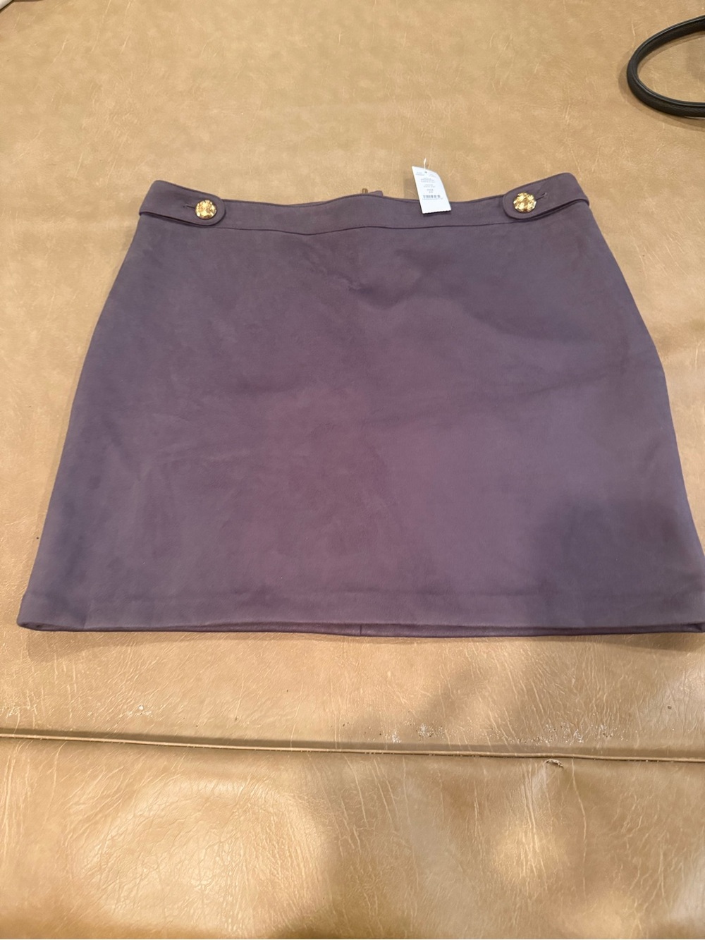 Classic grey Mini Skirt with Gold Button Accents